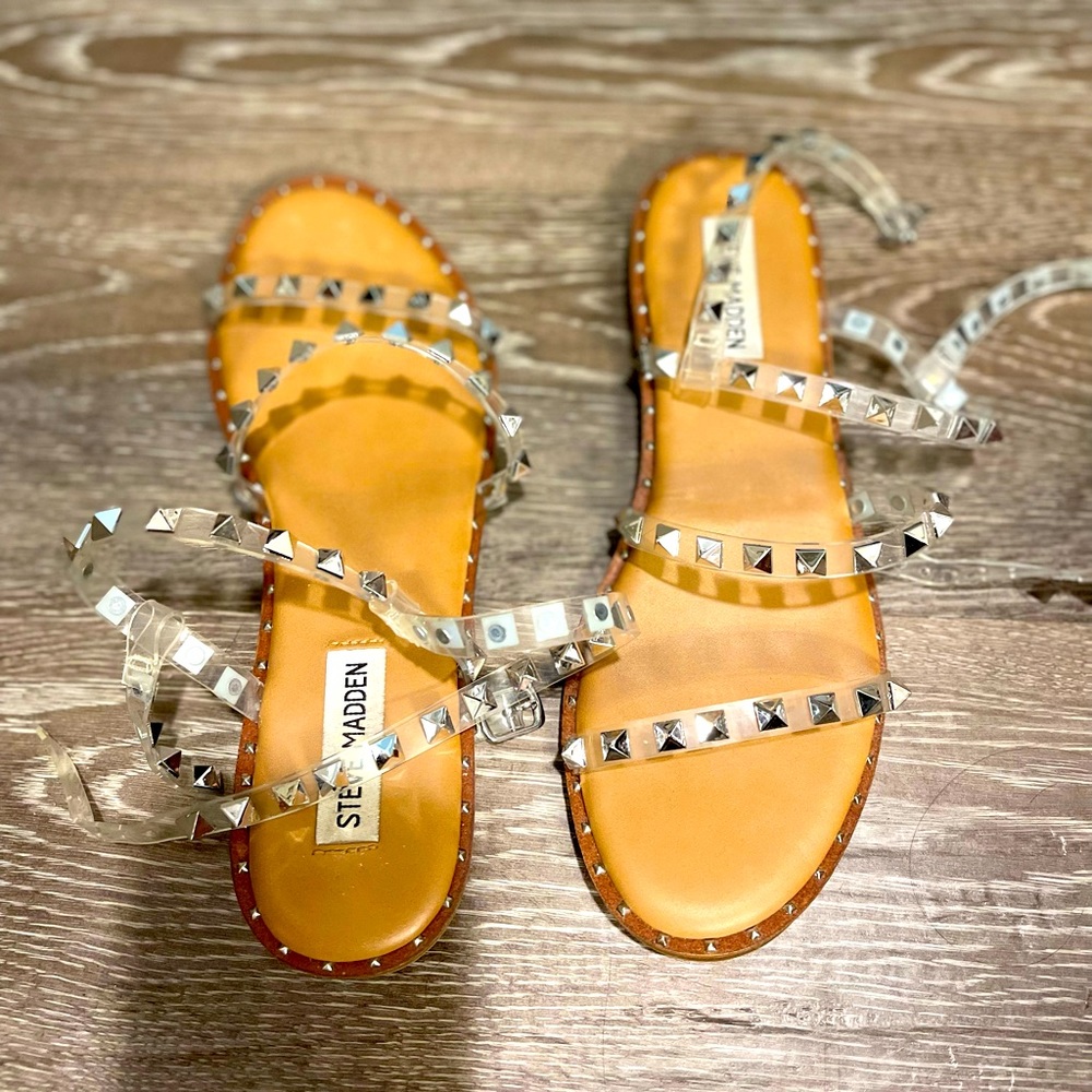Steve Madden studded clear sandals 7.5